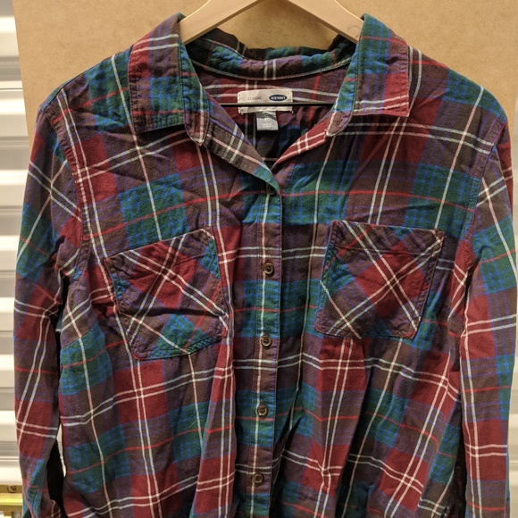 Old Navy Tops - Old Navy Red / Blue / Green Flannel Button Down XL